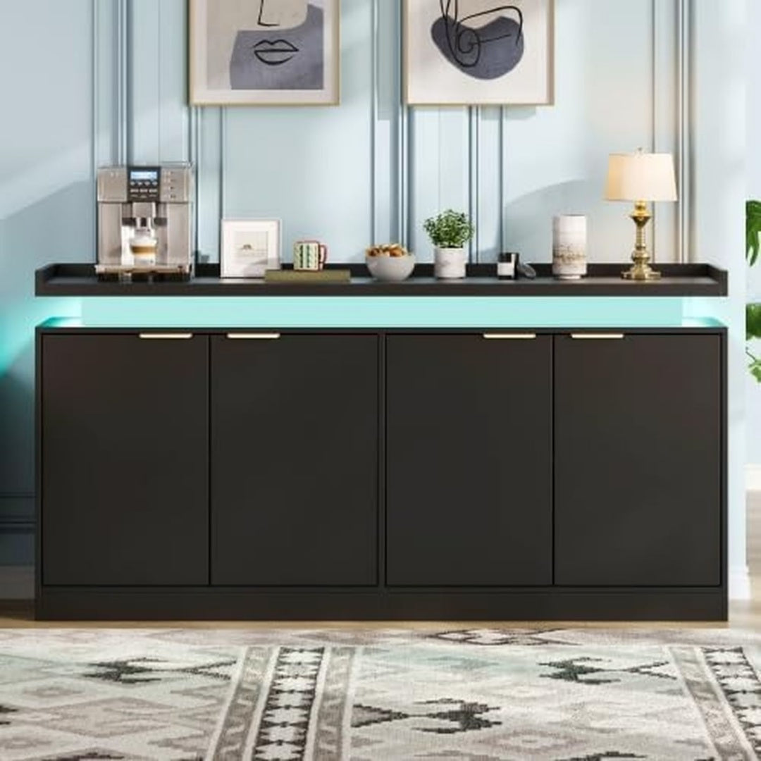 Teinte gris fonce, credence style moderne 2 tiroirs 4 portes