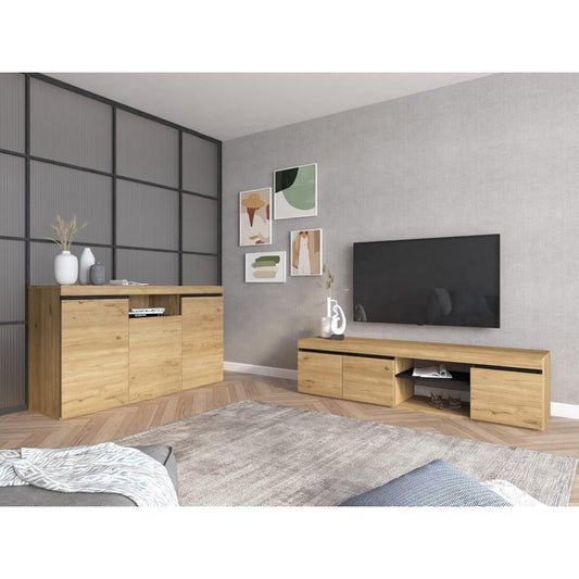 Buffet gris 160 cm, de style moderne