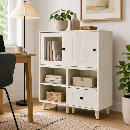 Tout est range, buffet gris en bois gain de place