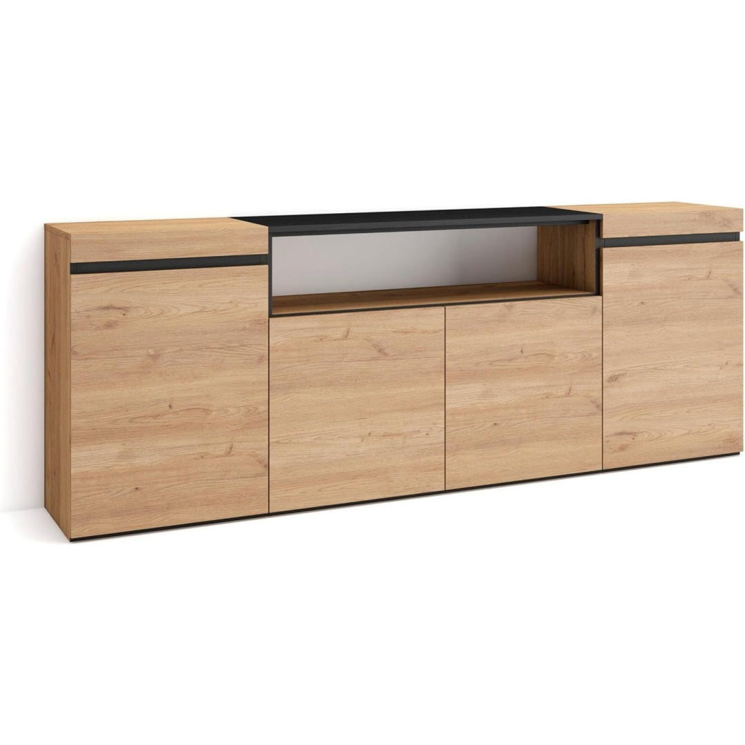 Enfilade design moderne en finition chene marron a 4 portes