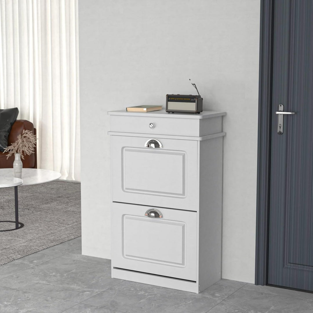 Armoire a chaussures gris en rotin, style contemporain, rangement spacieux
