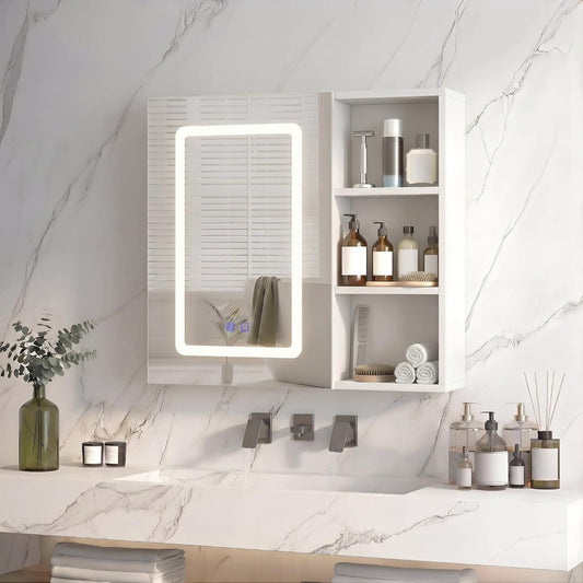 Armoire miroir design contemporaine gris clair