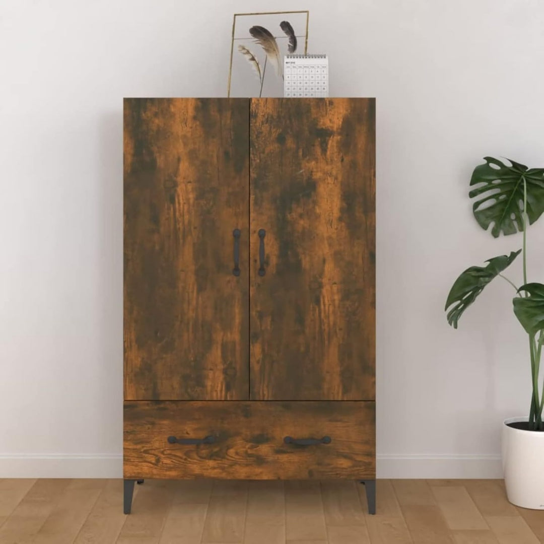 Enfilade marron avec rangement en 1 tiroir et 2 portes, structure metallique