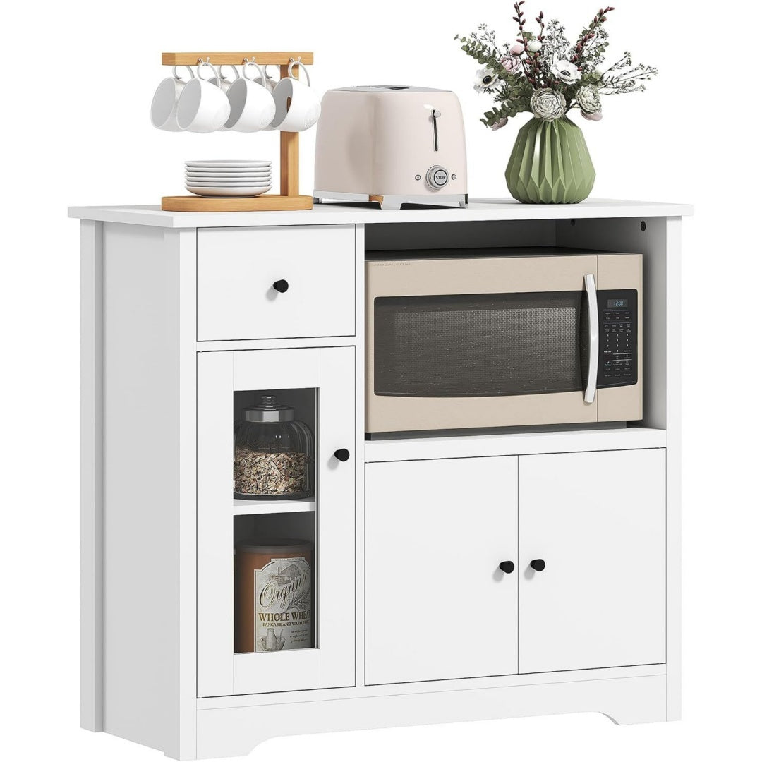 Buffet gris clair (35 x 80 x 72.2 cm), trois portes