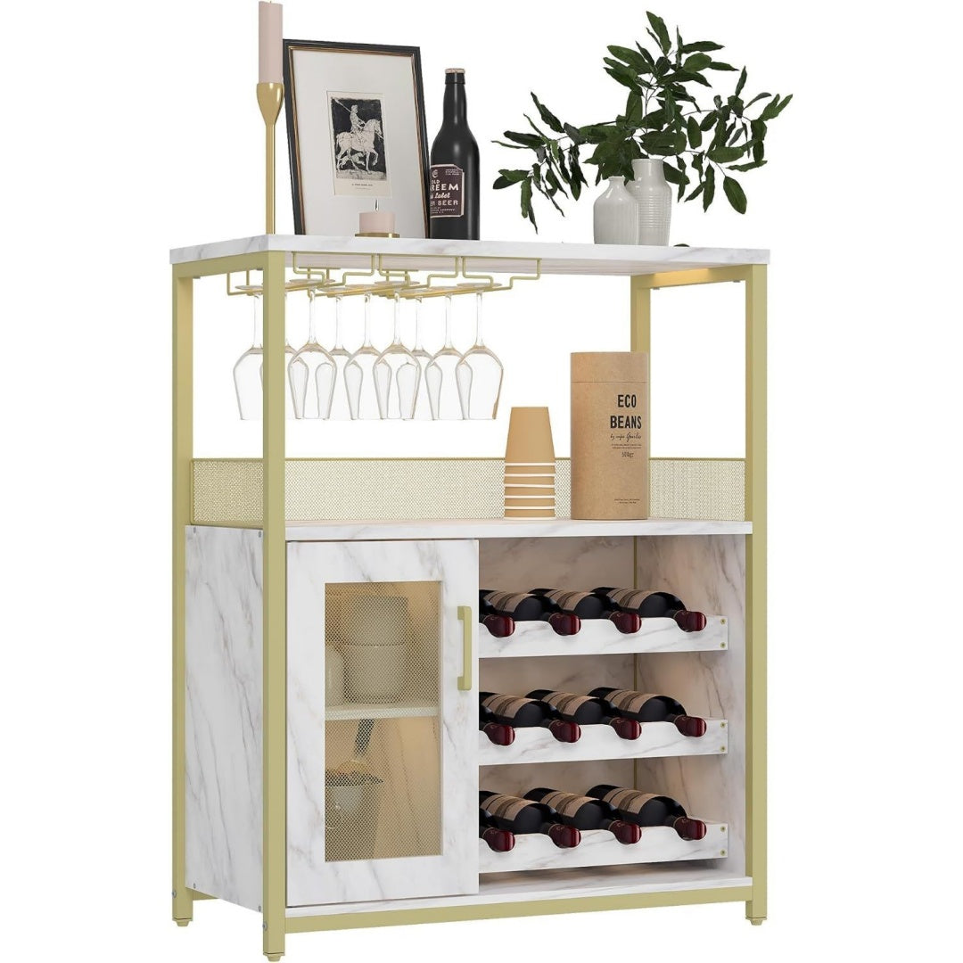 Grand casier a bouteilles en MDF et metal
