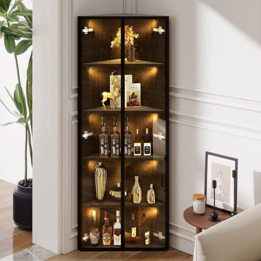 Raffine, vitrine gris clair en bois