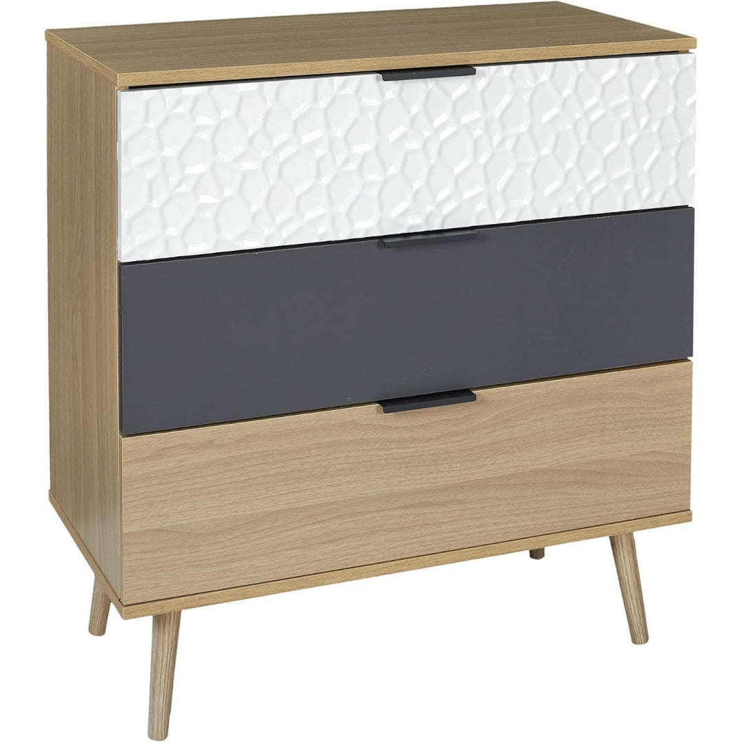 Coffre a tiroirs Grise finition tissu prise electrique