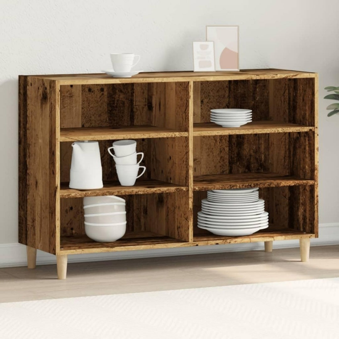 Buffet gris clair avec 6 etageres et securite renforcee