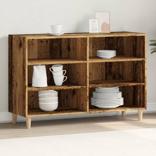 Buffet gris clair avec 6 etageres et securite renforcee