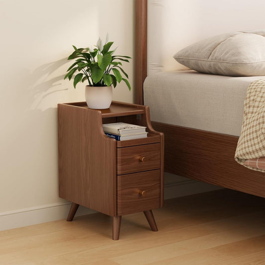 Table d appoint rangement marron 2 tiroirs moderne