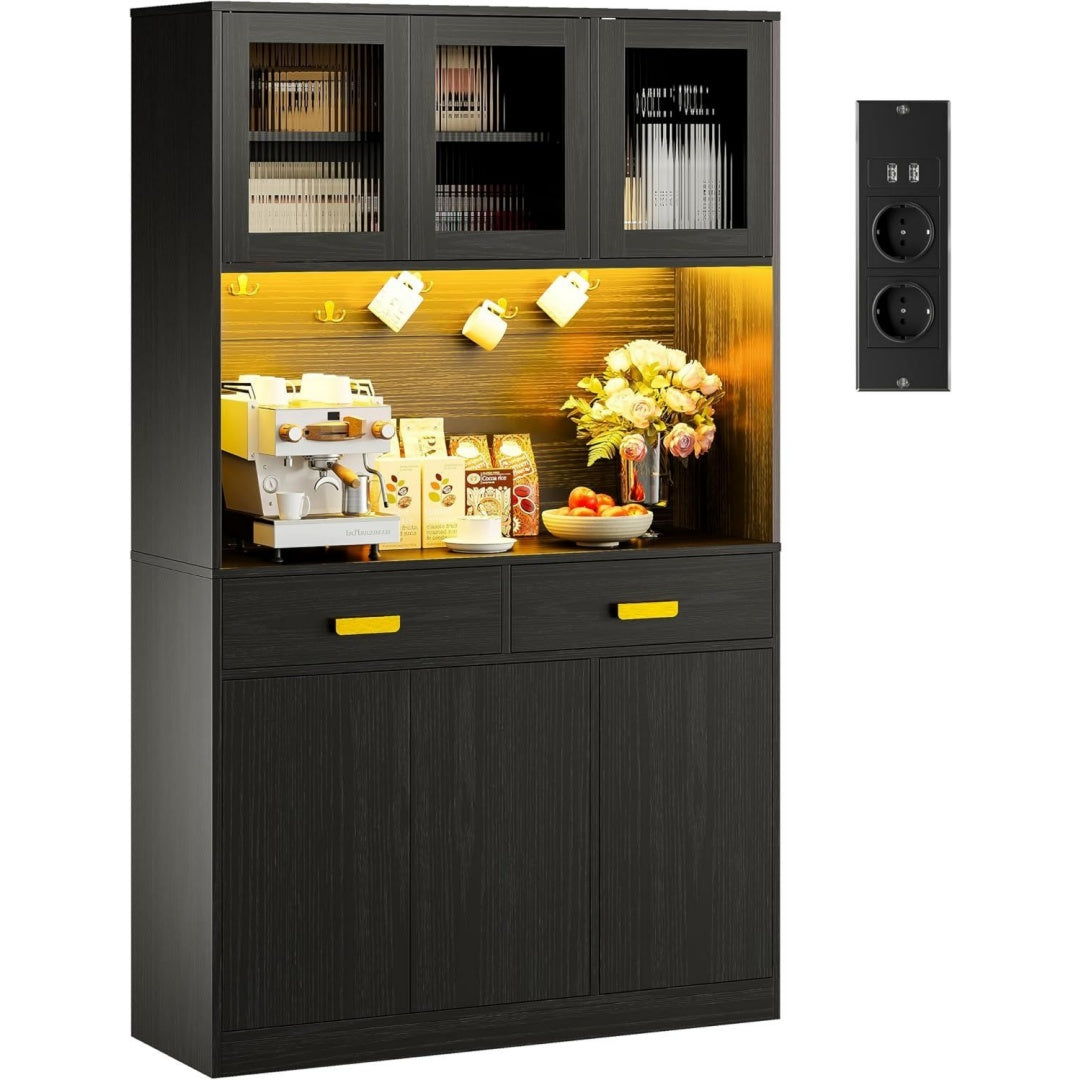 Meuble de rangement bas noir, solution de rangement esprit rustique