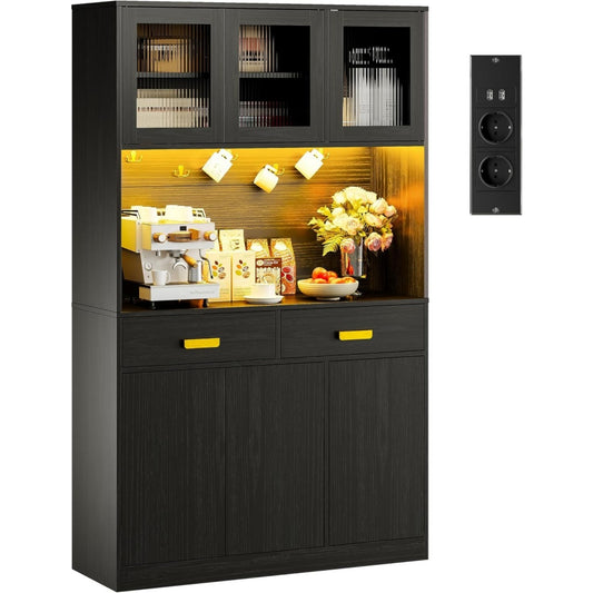 Meuble de rangement bas noir, solution de rangement esprit rustique