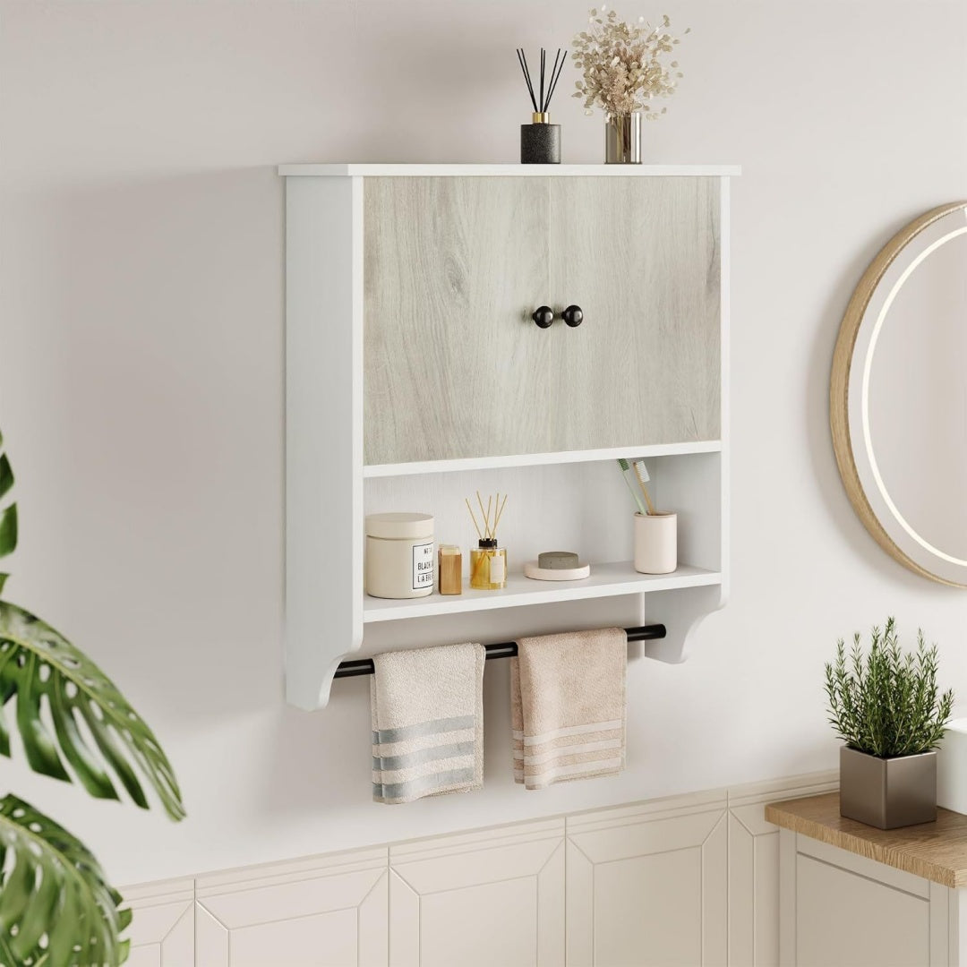 Meuble suspendu fonctionnel gris clair