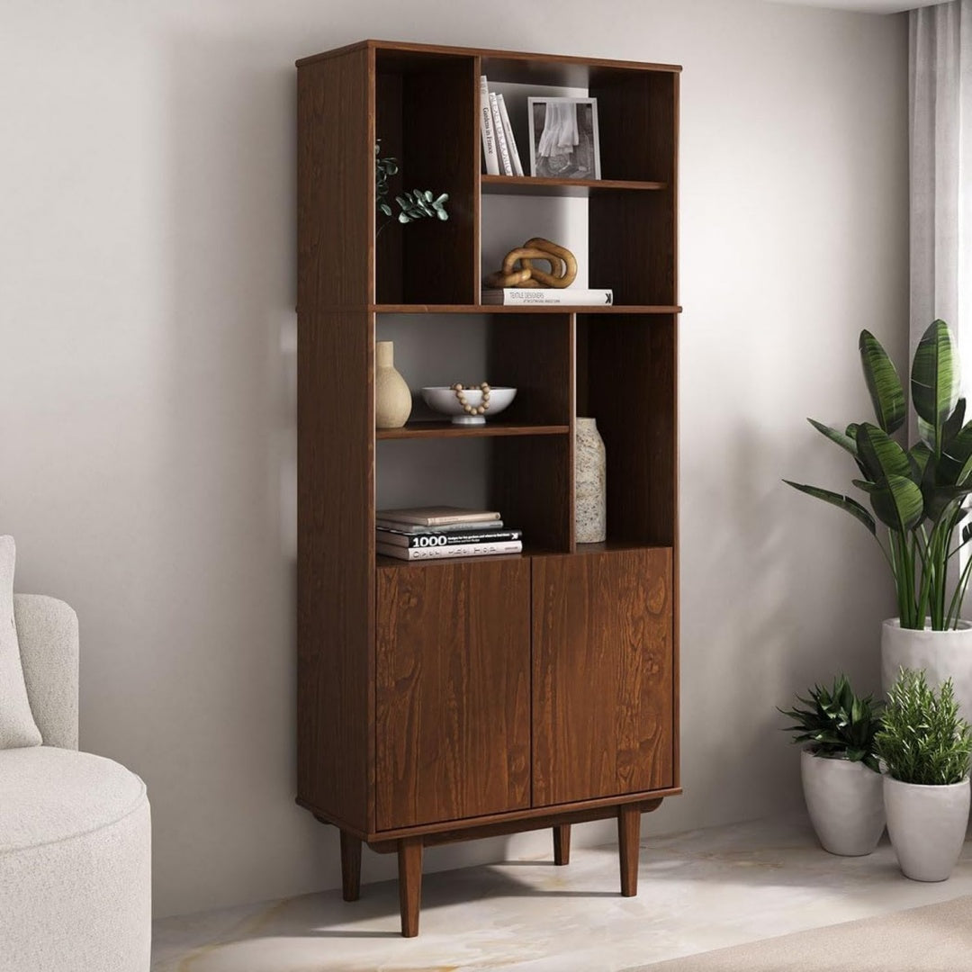 Buffet au design scandinave gris en bois massif