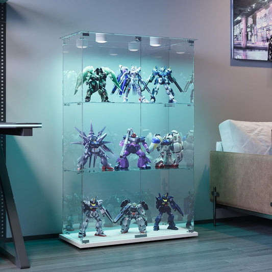 Vitrine en verre, bleu style epure