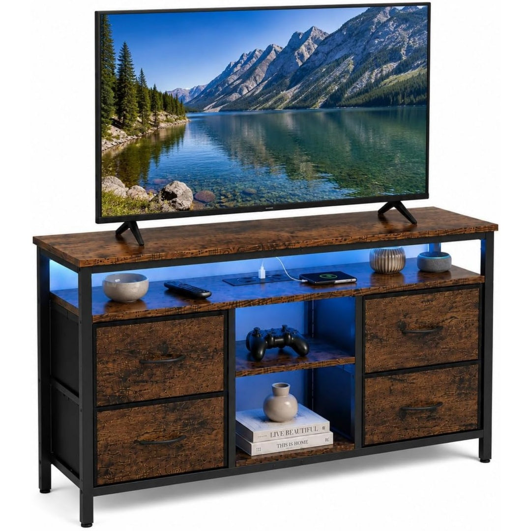 Robuste meuble TV en acier marron pour interieur