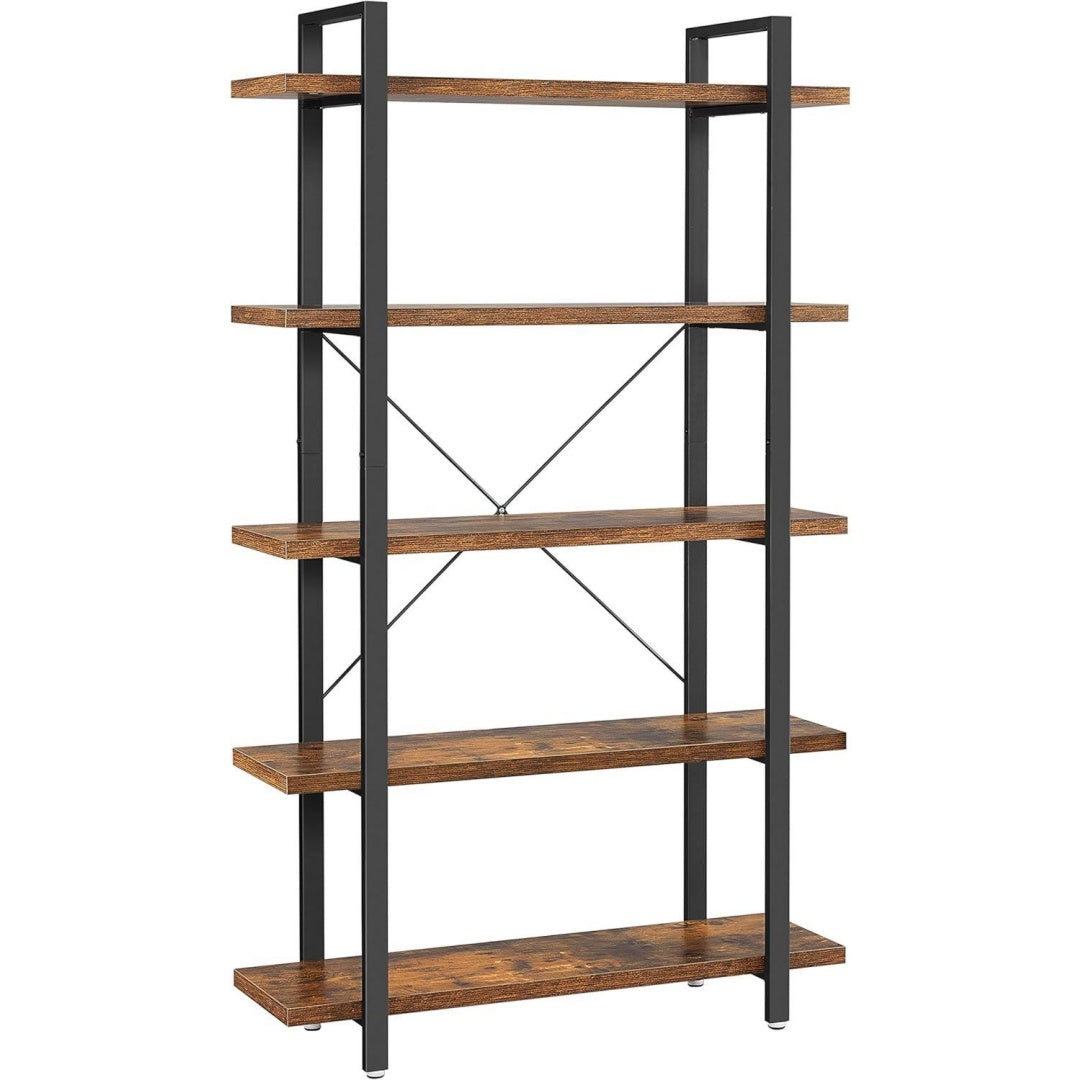 Bibliotheque etagere gris 5 etageres, style industriel acier pour salon