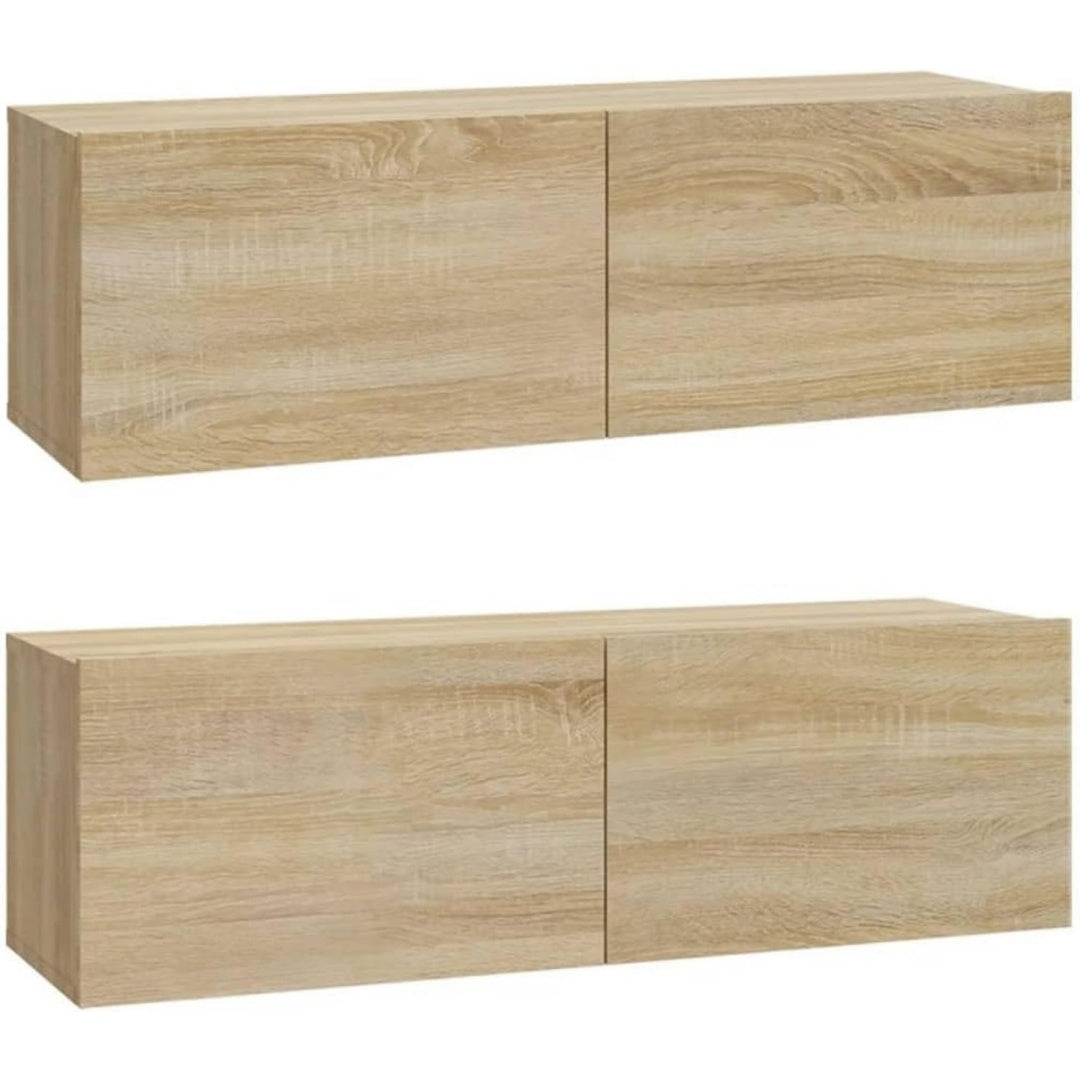 Console TV marron 2 etageres, ideal pour salon et cuisine
