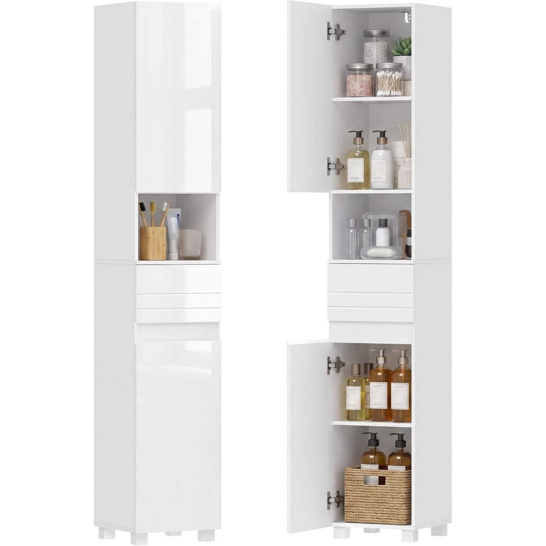 Colonne de rangement design en bois gris clair